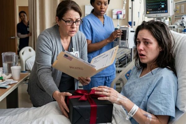 Op weg naar huis voor Thanksgiving kreeg ik een ongeluk en moest ik met spoed geopereerd worden vanwege gebroken ribben en inwendige bloedingen. Toen de dokter mijn ouders belde, zeiden ze: “We komen als ze overlijdt.” Ik werd alleen wakker – totdat een winkelbediende me een doos overhandigde van een man in een zwarte jas.