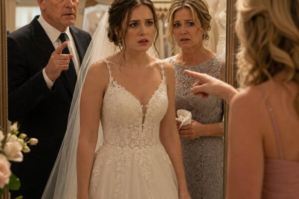 Drei Tage vor meiner Hochzeit stand mein Vater hinter mir im Spiegel des Brautmodengeschäfts und sagte: „Ich werde dich nicht zum Altar führen.“ Ich trug noch mein weißes Kleid, eine Hand berührte den Schleier, als er den Grund hinzufügte, der den ganzen Raum erstarren ließ: „Vanessa sagt, es würde sie verletzen.“ Und genau dort, im sanften Licht dieser kleinen Umkleidekabine in der Main Street, begriff ich, dass meine Schwester nicht nur seine Aufmerksamkeit mein ganzes Leben lang auf sich gezogen hatte – sie versuchte auch, mir das letzte Stück von ihm zu nehmen.