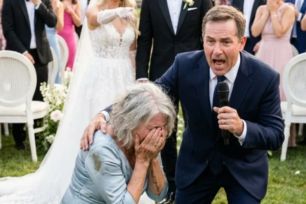 Als die Braut meines Sohnes meine Frau bei ihrer Hochzeit in den Schlamm stieß, erstarrten alle. Dann beugte sich mein Sohn zu ihr und brachte sie zum Lachen. Ich sagte zunächst nichts. Ich ging nur zum Mikrofon, und was ich verkündete, brachte sogar ihren Vater dazu, sein Champagnerglas abzustellen.
