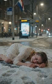 Ik vond mijn dochter slapend onder een bevroren bushaltebord, opgerold in de sneeuw als iets dat de wereld had weggegooid. Heel even dacht ik dat ze dood was.